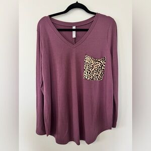 Leopard Pocket Purple Women's Top